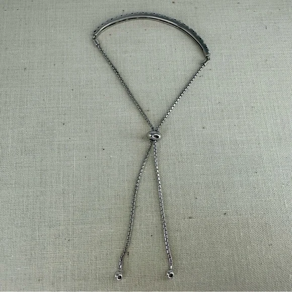 Sapphire & 925 Sterling Silver Signed Fine Adjustable Chain Bracelet 4g - Picture 4 of 8